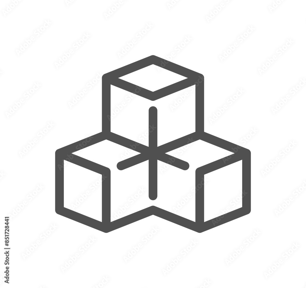 Cubes related icon outline and linear vector. Cubes related icon outline and linear vector.