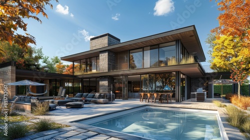 Wallpaper Mural 3D architectural render of modern family house Torontodigital.ca