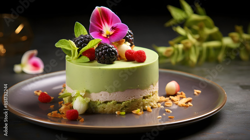 Wallpaper Mural creamy matcha mousse cake food dessert afternoon tea photography poster background Torontodigital.ca