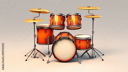 3d realistic set drum
