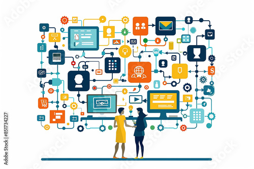 Wallpaper Mural IT business with internet-based software development, vector illustration on white Torontodigital.ca