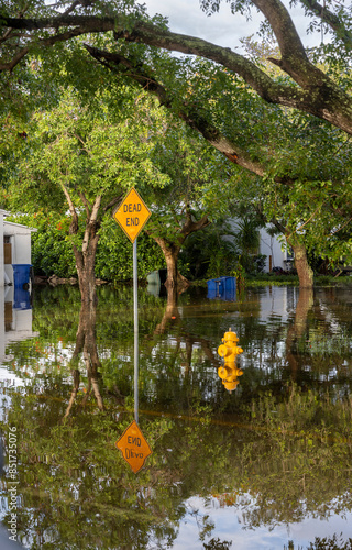 Wallpaper Mural Dead end sign submerged in Hallandale Beach floods. Torontodigital.ca