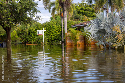 Wallpaper Mural House for sale flooded in the 2024 Hallandale Beach floods. Torontodigital.ca