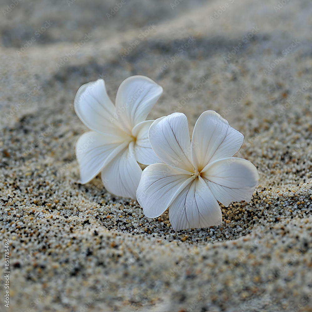 white frangipani on the beach