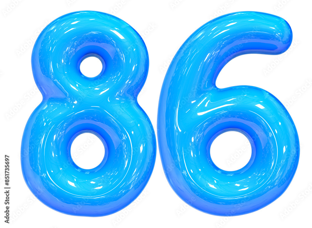 Balloon Number 86 Blue Color 3D Render Balloon Number 86 Blue Color 3D Render
