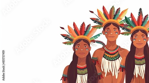 Indigenous Peoples Day Celebration Template with Text Inscription - Vector Illustration Holiday Concept for Backgrounds, Banners, Cards, Posters - Stock Vector EPS10 photo