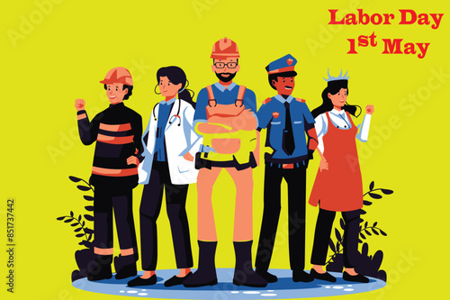 Happy international labor day, vector illustration design, 