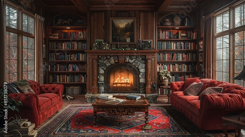 living room with fireplace
