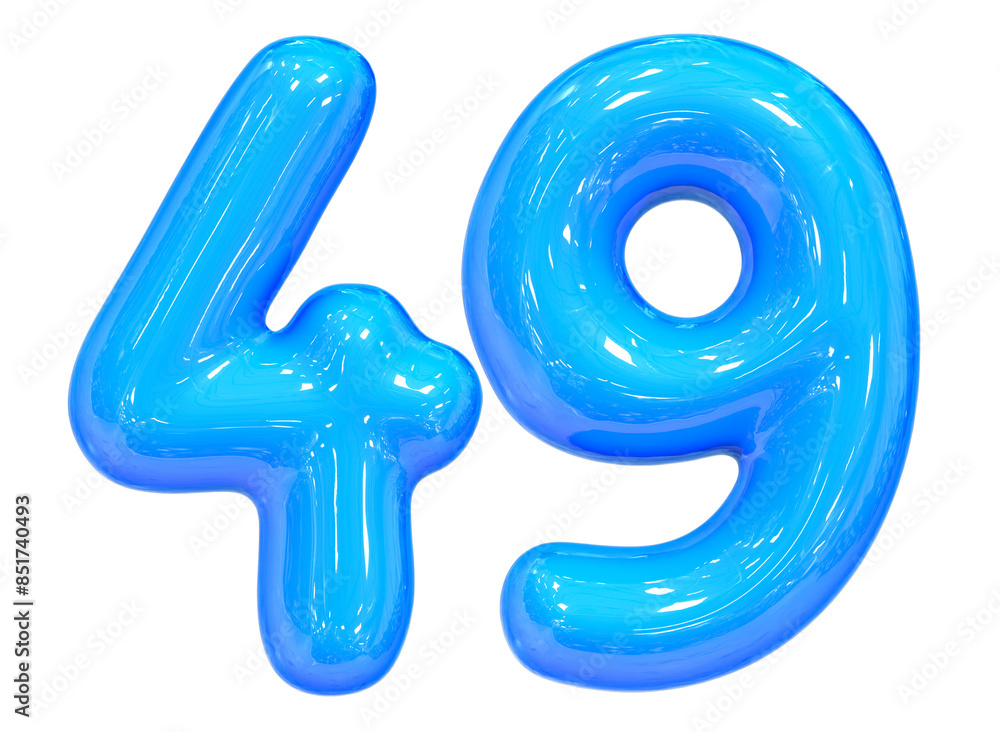 Fototapeta premium Balloon Number 49 Blue Color 3D Render