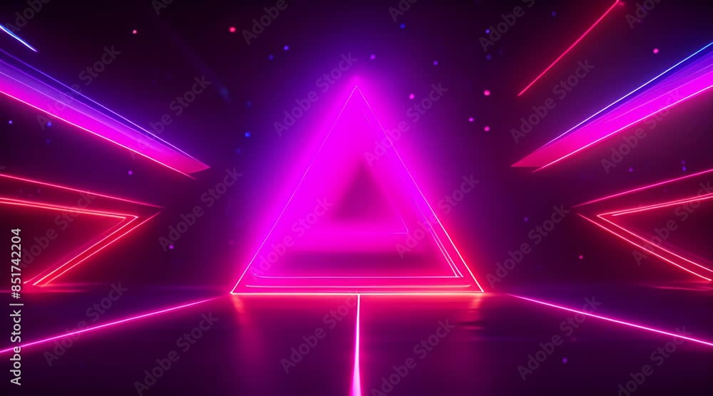 Luminous Voyage: Neon Triangle Through Nebula Luminous Voyage: Neon Triangle Through Nebula