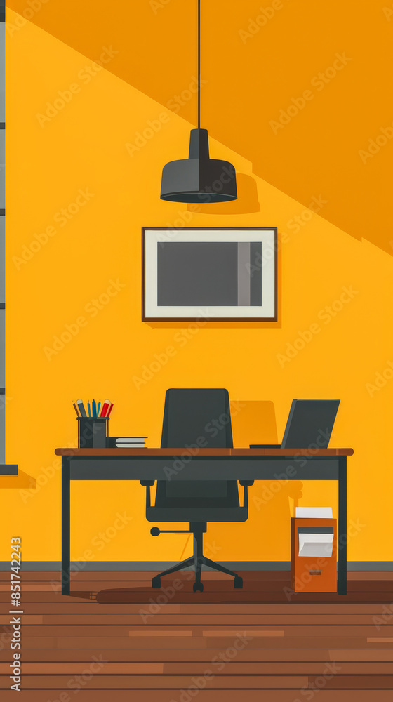 Fototapeta premium Modern office illustration in bold colors.