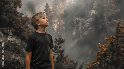 Fototapeta Naklejka Na Ścianę i Meble -  Little boy in the forest