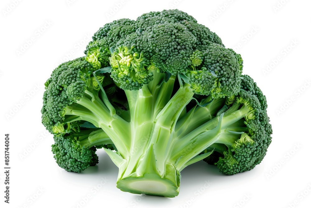 1 vivid green broccoli in pure white background 1 vivid green broccoli in pure white background