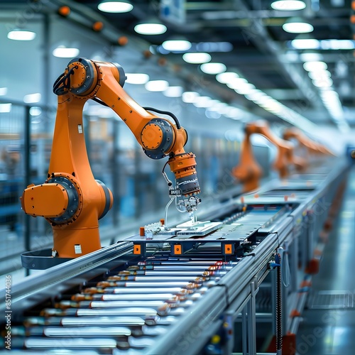 Robotic Arms Assembling Products on Efficient Factory Assembly Line