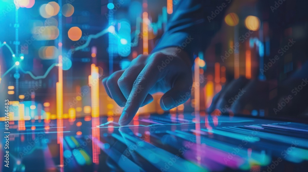 Hand Interacting with Data on a Digital Interface Hand Interacting with Data on a Digital Interface