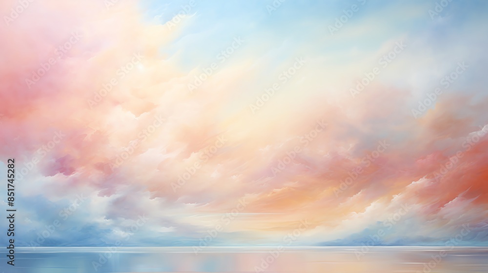 Obraz premium Watercolor painting of a serene landscape with pink cherry blossoms, mountains, and a tranquil lake.