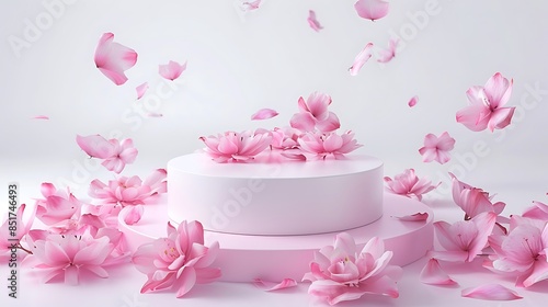 Beauty culture concept and cosmetic of beauty platforms, beauty cream, oil, serum, face wash, bottle, tube, lipstick of beauty marketing, business for beauty culture background and stage