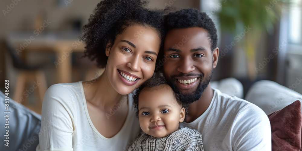 Happy Family with daughter smiling for the camera Happy Family with daughter smiling for the camera