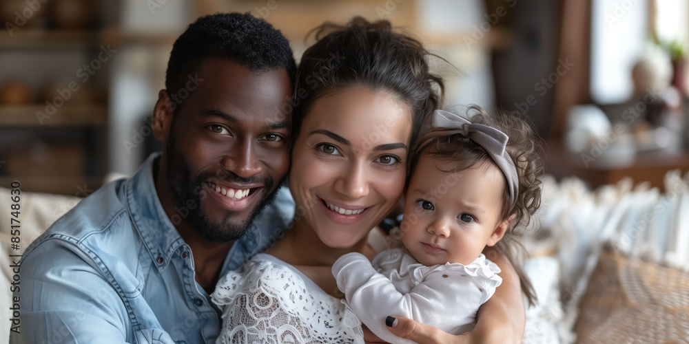 Happy Family with daughter smiling for the camera Happy Family with daughter smiling for the camera