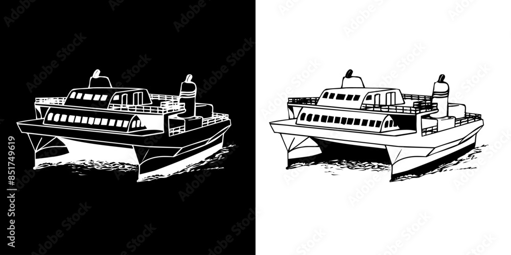 Obraz premium Ship and boat icon. Sea transportation. Transport icon. Black icon