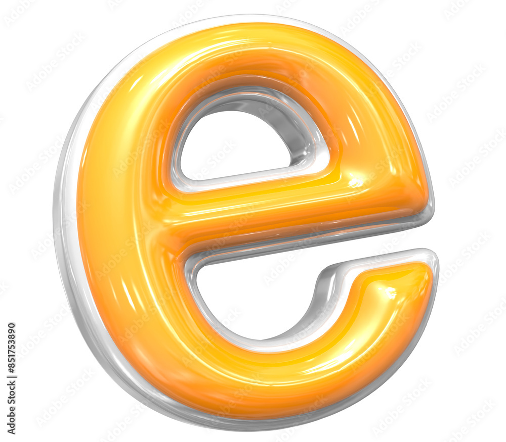 Fototapeta premium 3D Render Of Font e With White And Yellow Color