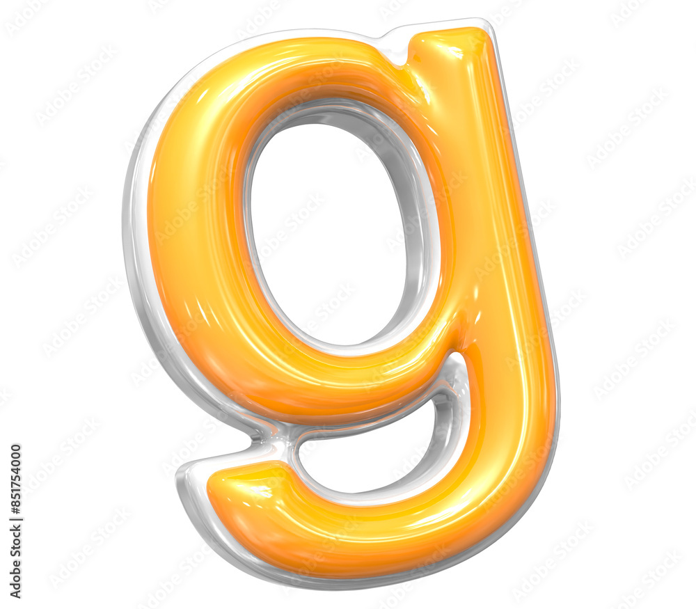 3D Render Of Font g With White And Yellow Color 3D Render Of Font g With White And Yellow Color