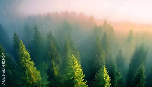  Abstraktion Ein nebliger Morgen im Kiefernwald. Abstrakter Hintergrund für Design 3. photo