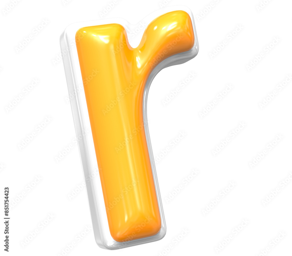 3D Render Of Font r With White And Yellow Color 3D Render Of Font r With White And Yellow Color
