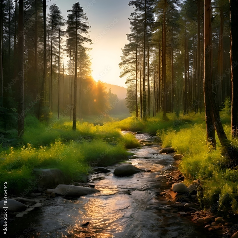 Obraz premium Abstraktion Ein Morgen am Waldbach. Abstrakter Hintergrund für Design 6.