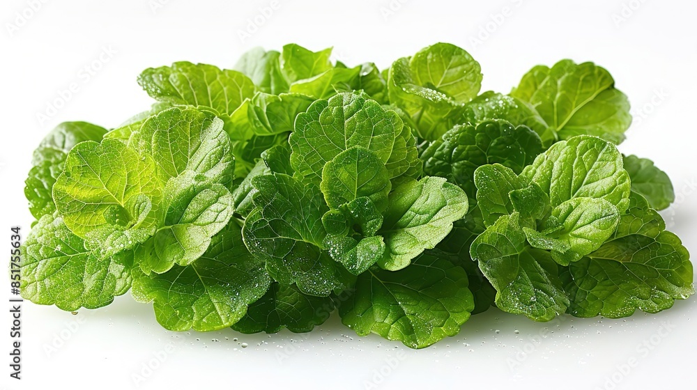 Photo of Perilla Leaves - Perilla frutescens position center isolate on white background, clear focus, soft lighting Photo of Perilla Leaves - Perilla frutescens position center isolate on white background, clear focus, soft lighting