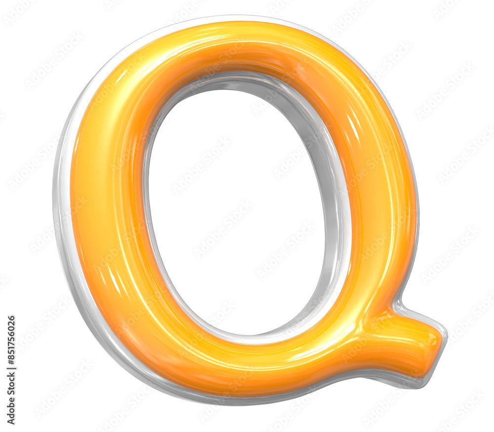 3D Rendering Of Font Q With White And Yellow Color 3D Rendering Of Font Q With White And Yellow Color