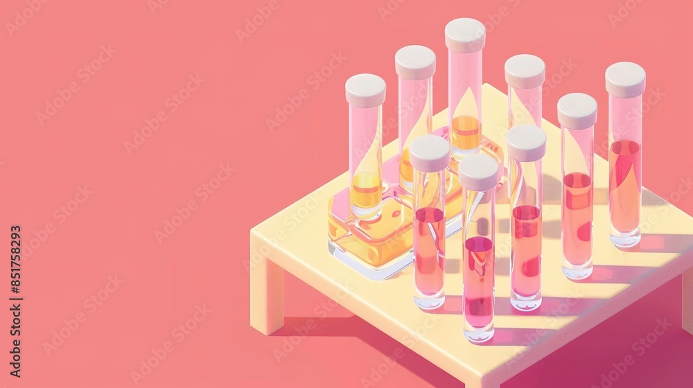 A table with multiple test tubes filled with various colored liquids A table with multiple test tubes filled with various colored liquids