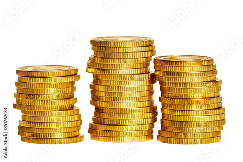 A pile of Coins on a white background