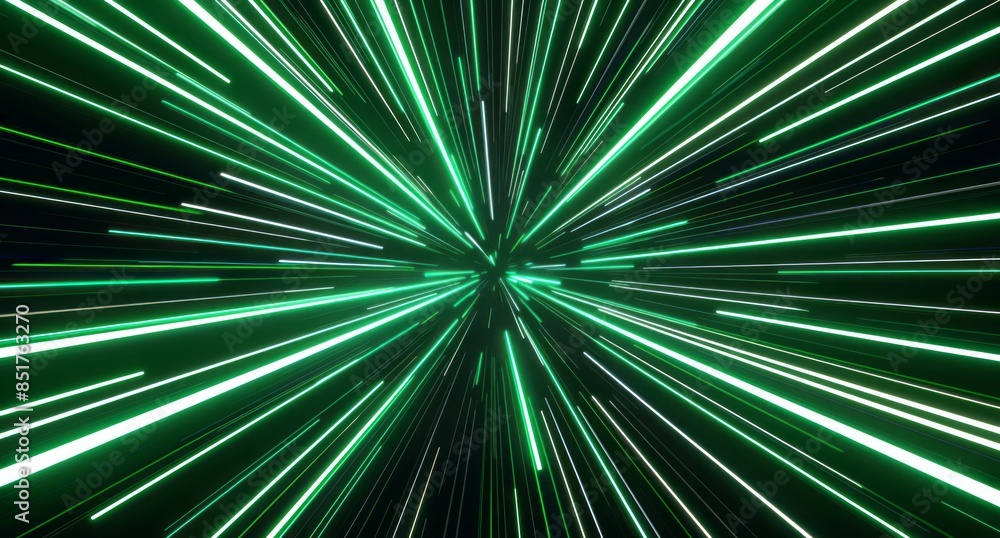 Green light speed lines with symmetrical patterns, creating a dynamic, futuristic effect Green light speed lines with symmetrical patterns, creating a dynamic, futuristic effect
