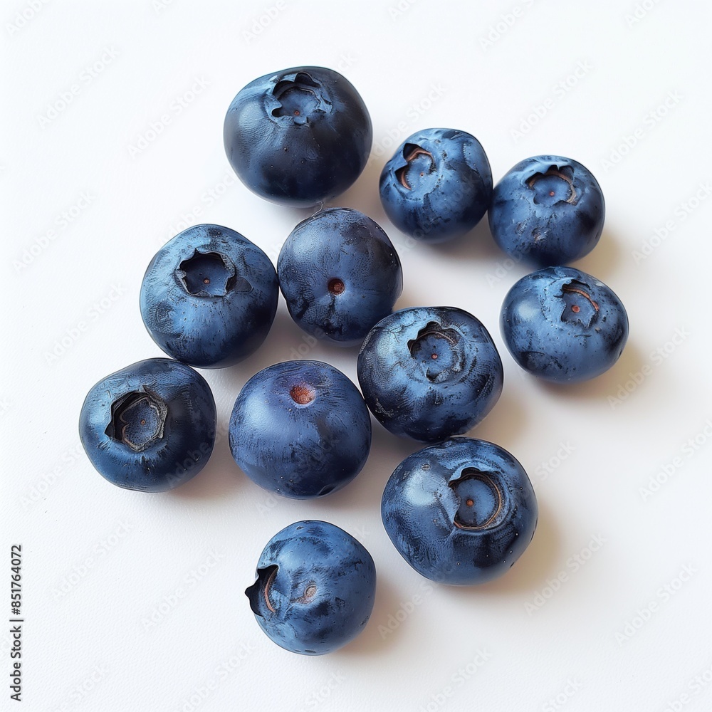 A close up of a group of blueberries on a light background showing detailed texture A close up of a group of blueberries on a light background showing detailed texture
