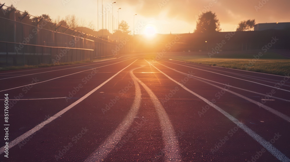 Red running track in stadium. Red running track in stadium.