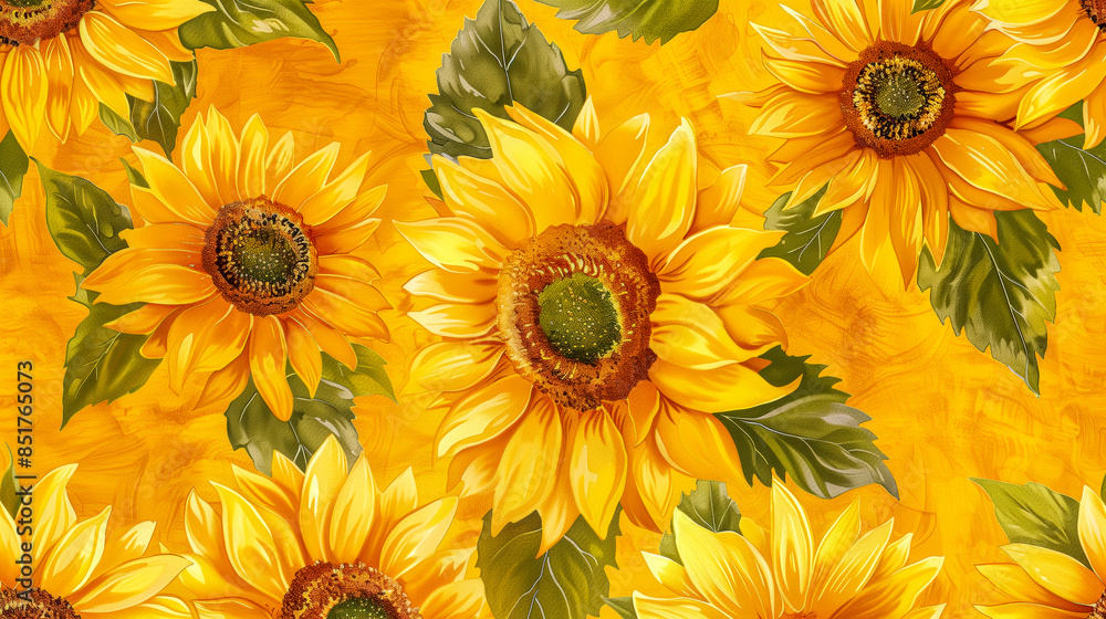 Fototapeta premium Sunflower wallpaper, several sunflower heads