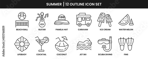 Collection of summer line art icons