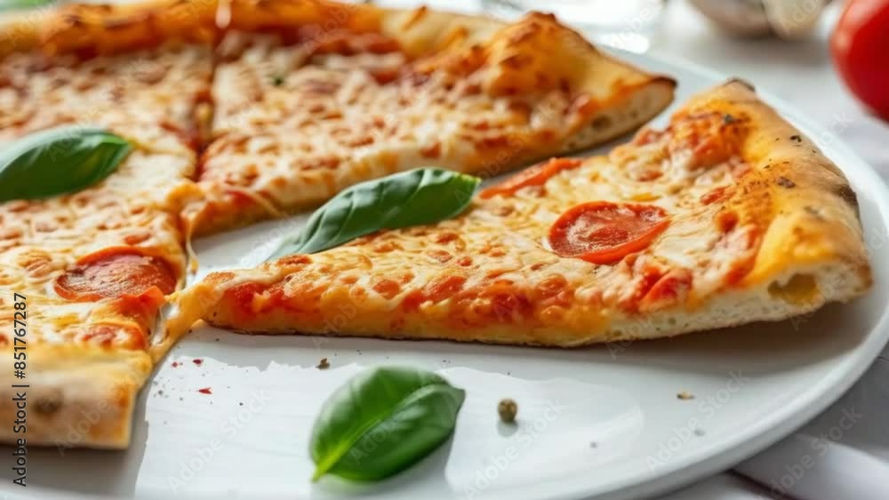 Delicious, appetizing Italian pizza on a tray Delicious, appetizing Italian pizza on a tray