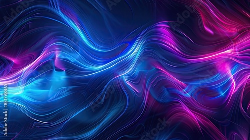 Abstract neon glow with blue and purple hues on a dark backdrop
