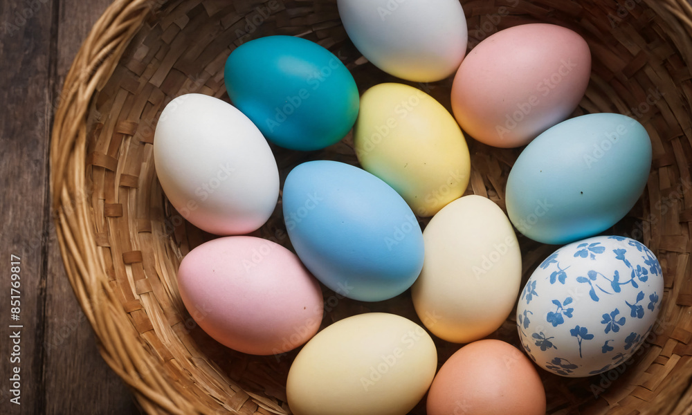 easter eggs in a basket easter eggs in a basket