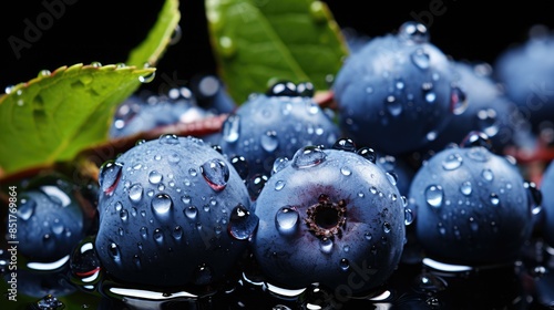 Wallpaper Mural Freshly harvested blueberries with water drops  Torontodigital.ca