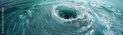 Mesmerizing whirlpool in clear blue water, showcasing the power and beauty of nature through swirling currents and spiraling eddies.