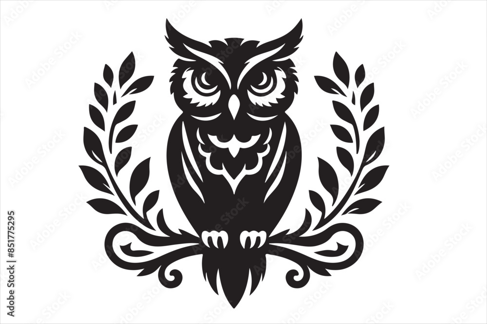 Fototapeta premium eagle owl with wings silhouette vector artwork