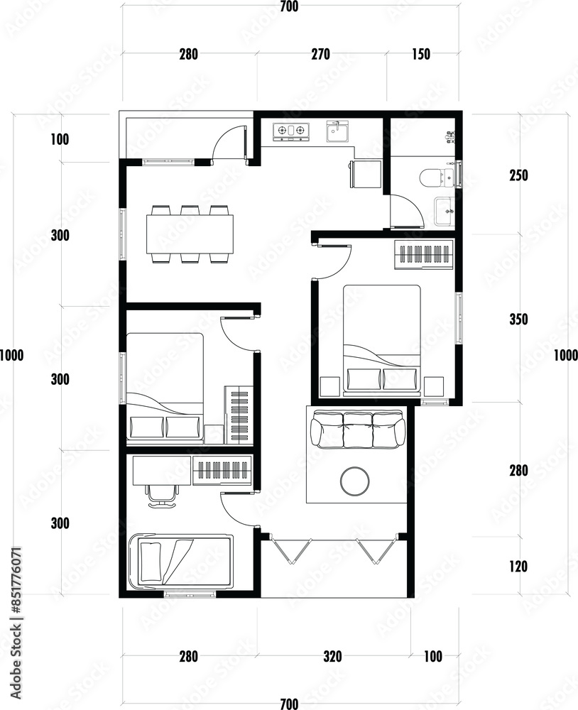 Architecture plan with furniture. home floor plan, isolated on white background, stock illustration. Architecture plan with furniture. home floor plan, isolated on white background, stock illustration.