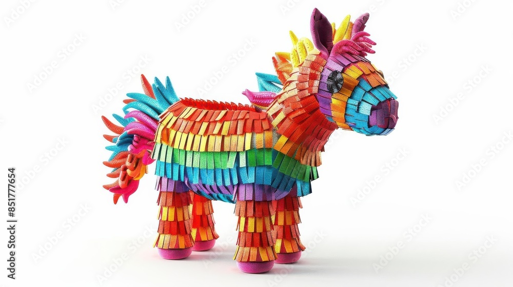 Obraz premium A pinata clipart, celebration element, 3D realistic illustration, colorful design, isolated on white background