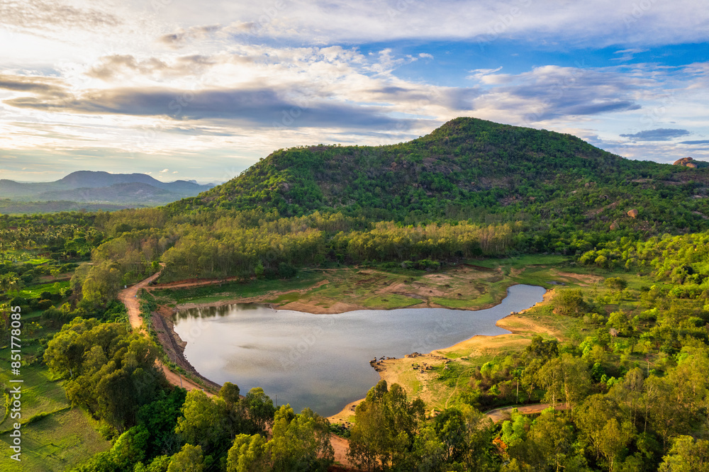 A lake in a designated forest area in South India A lake in a designated forest area in South India