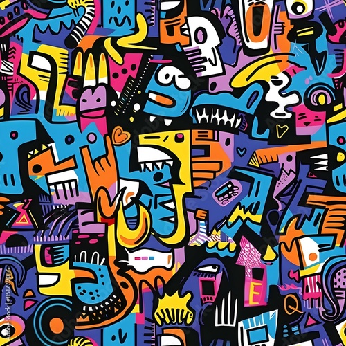 Colorful Abstract Doodle Seamless Pattern