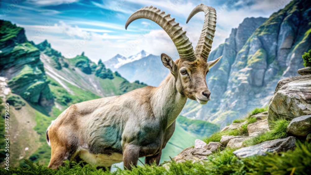 Mountain goat standing on rocky mountainside Mountain goat standing on rocky mountainside