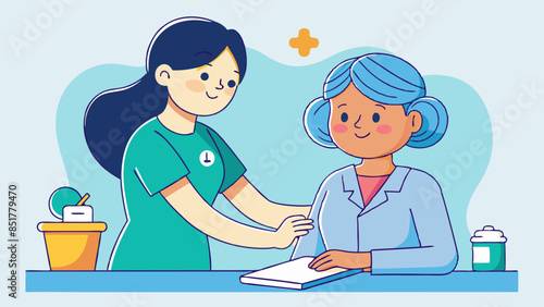 nurse-helping-patient-hand-drawn-style-line-art